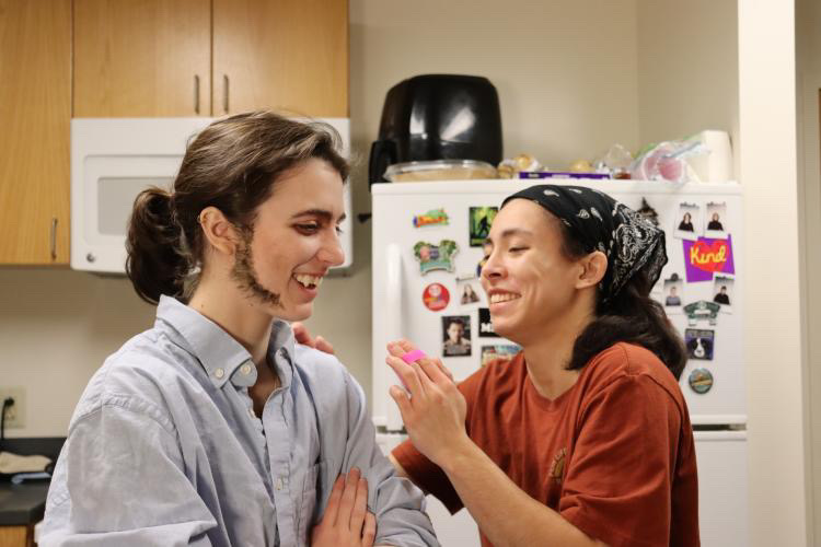 Myself applying powder to lead actor for Test