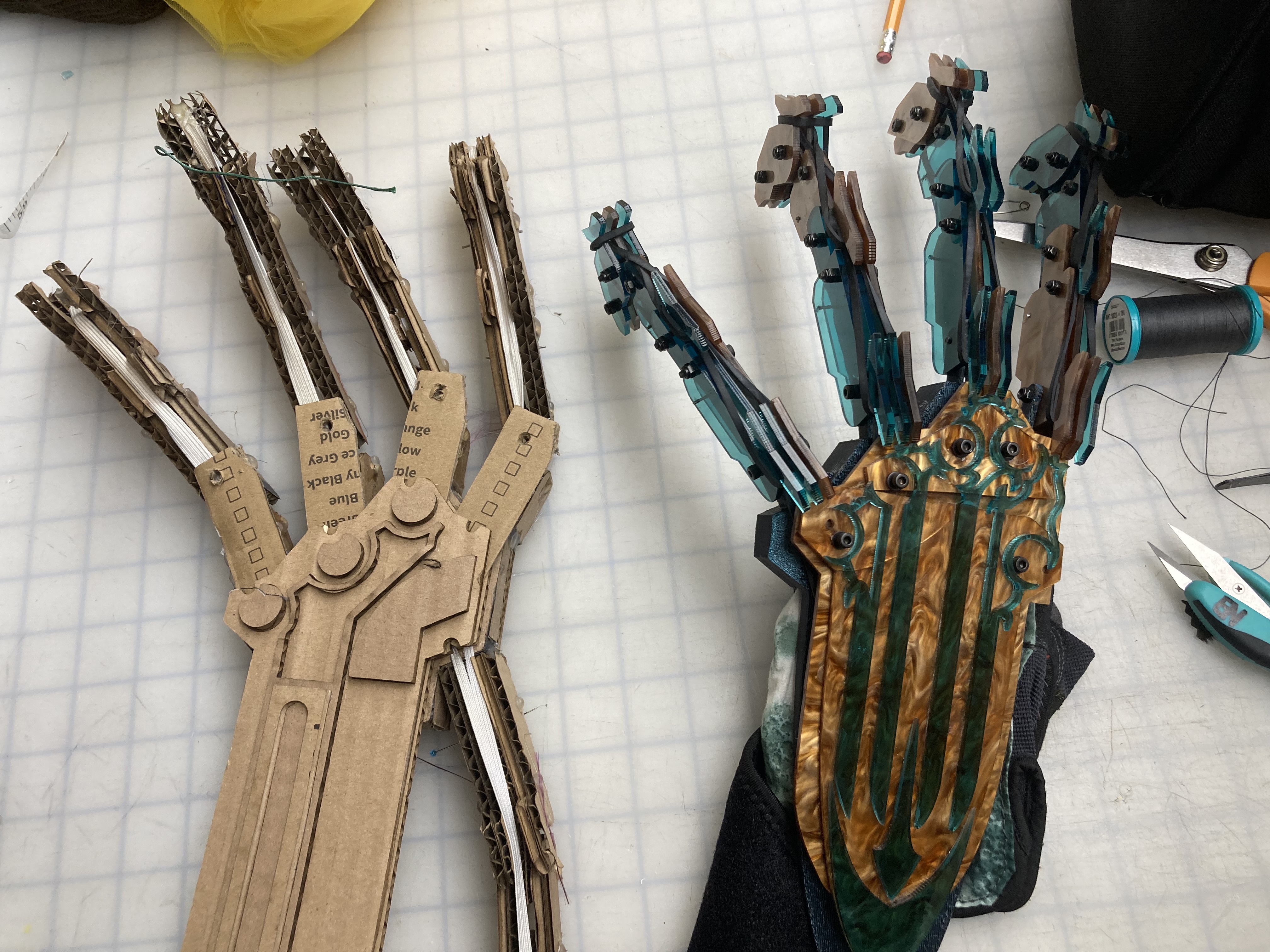 original prototype and final hand