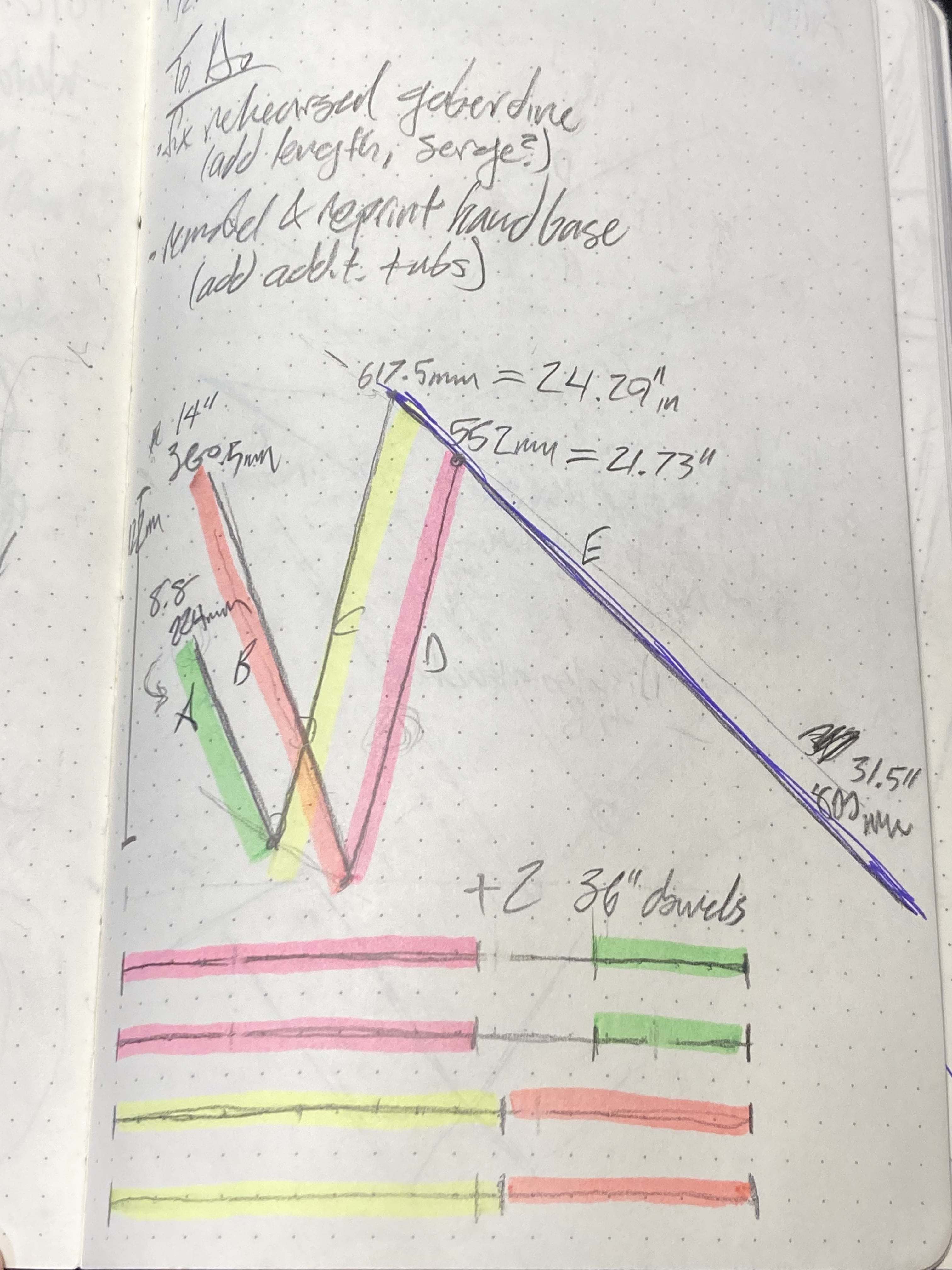 technical sketch planning ariel's wing